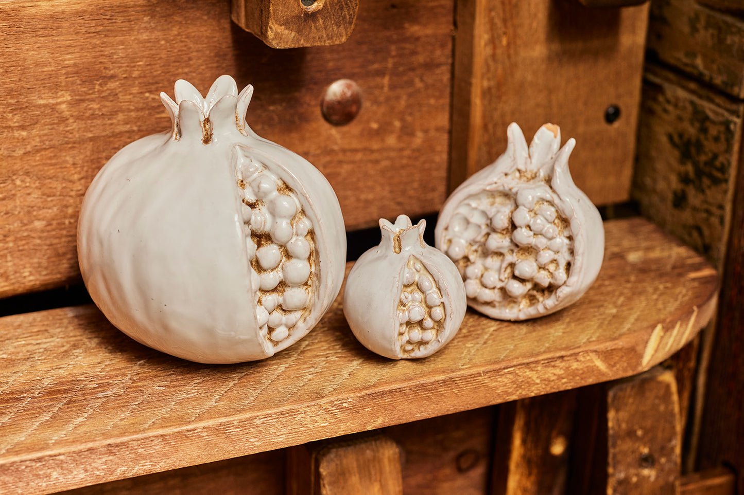 White Ceramic Pomegranates