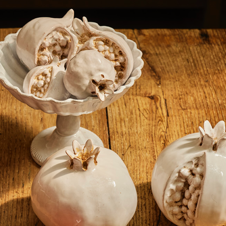 White Ceramic Pomegranates